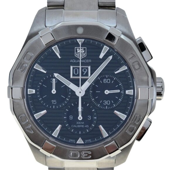Men's 43mm Tag Heuer Black Aquaracer 300M SS Auto Cal 45 Watch! Ref: CAY211Z! - Picture 1 of 10